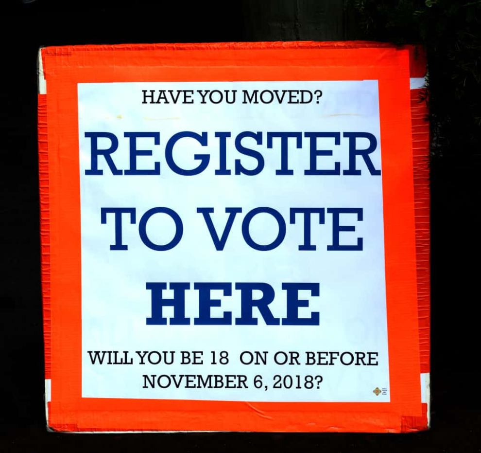 Sign reminding people to Register to Vote