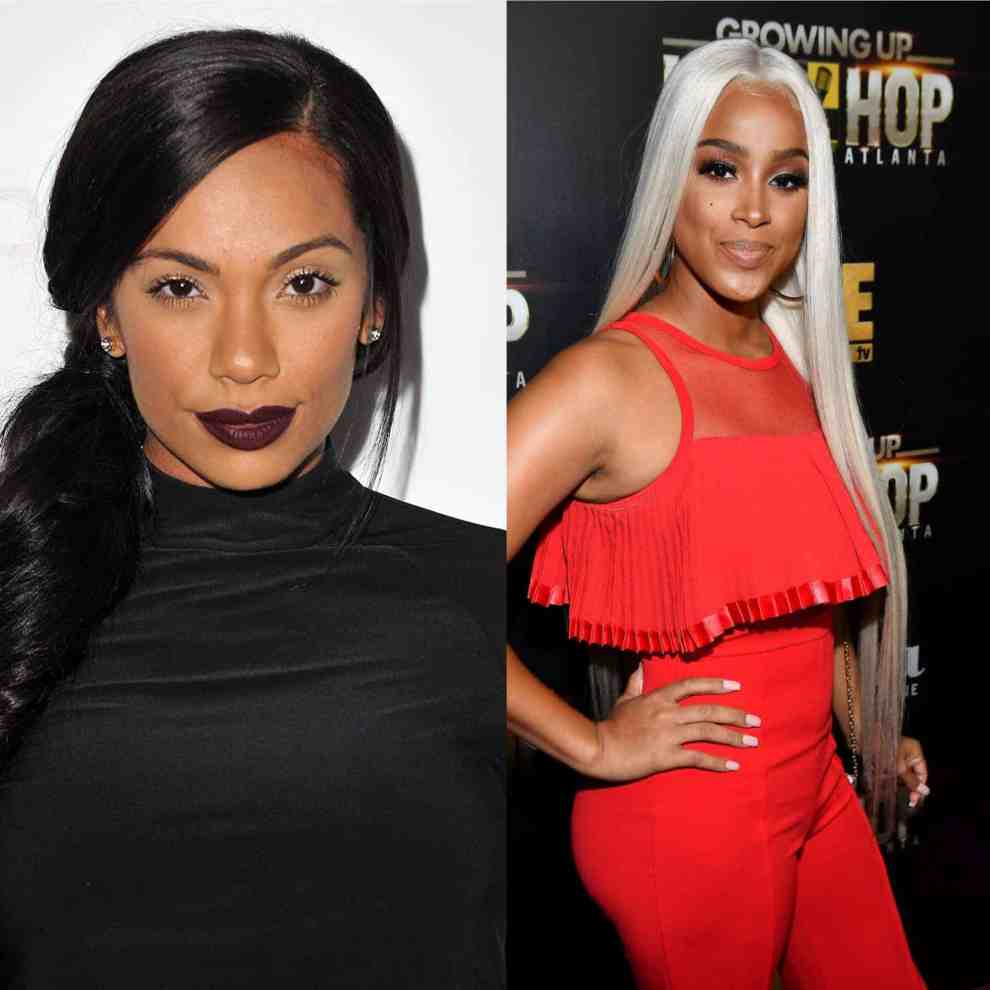 Erica Mena and Kiyomi Leslie wearing black and red
