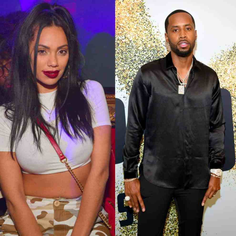 Erica Mena and Safaree looking at the camera split image