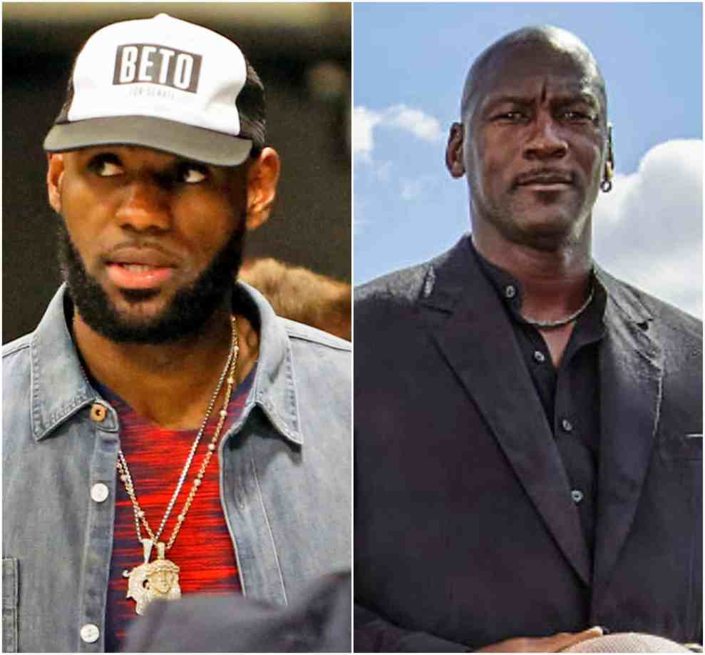 lebron james and MJ split image