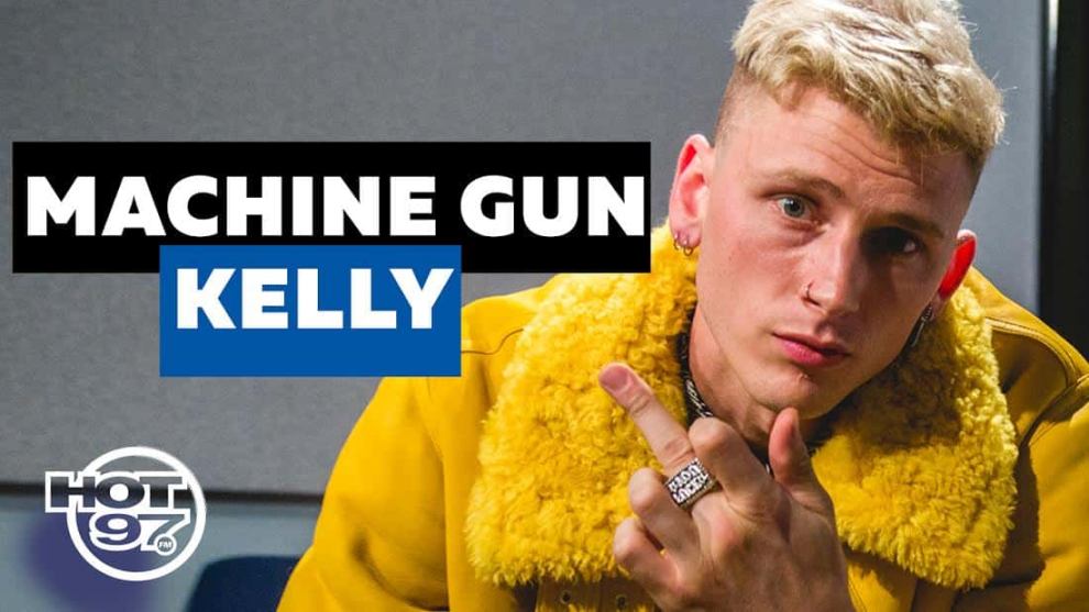 American Rapper Machine Gun Kelly in a yellow fur coat