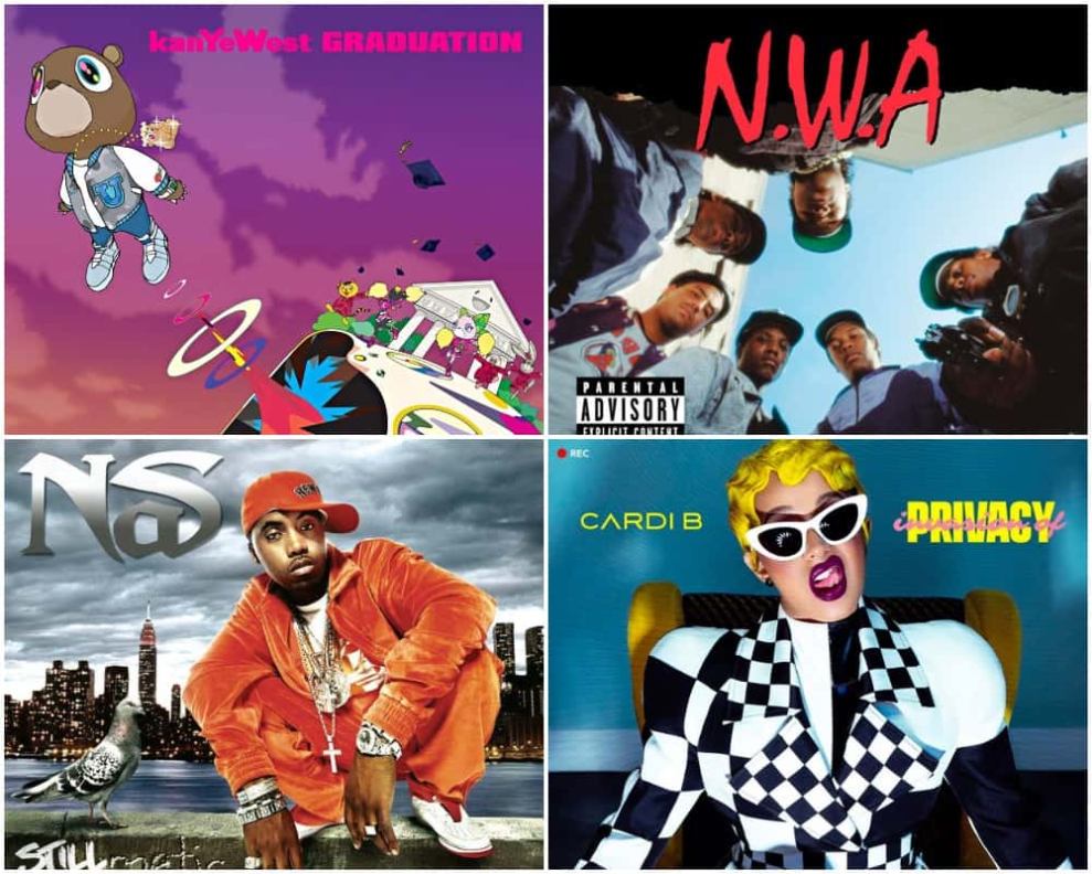 collage of cover art from Kanye West Graduation