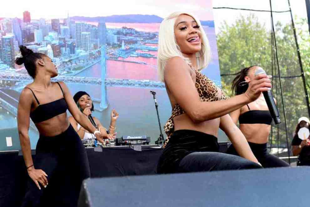 Saweetie performs onstage during the 2018 Made In America Festival