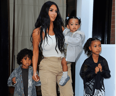 Kim Kardashian and the Kids seen leaving Hotel to attend a Sunday church service in Queens at The Greater Allen AME Cathedral
