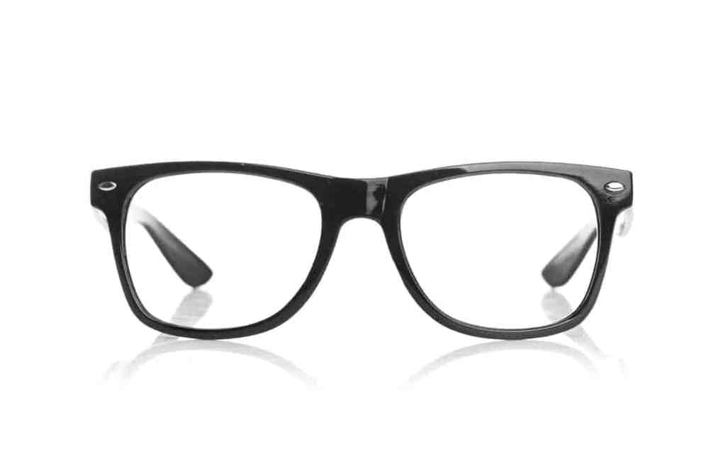 A pair of black glasses on a white background