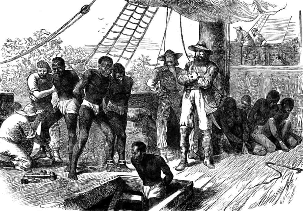 African American slaves on a slave ship