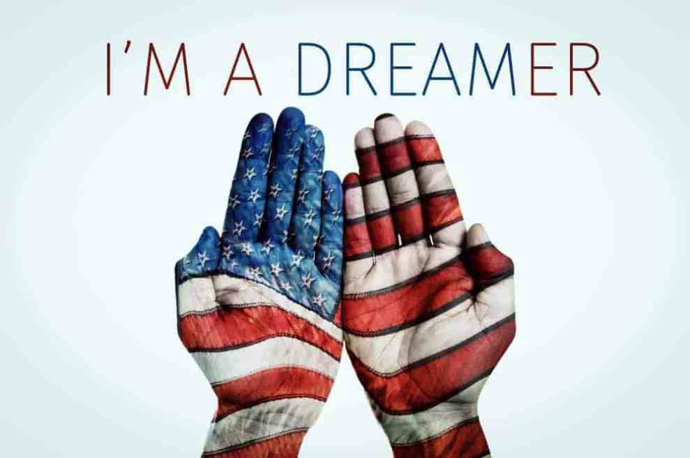 I am a dreamer with the american flag in the palms