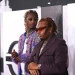 Young Thug and Gunna attend the 2021 BET Hip Hop Awards at Cobb Energy Performing Arts Center on October 01, 2021 in Atlanta, Georgia.