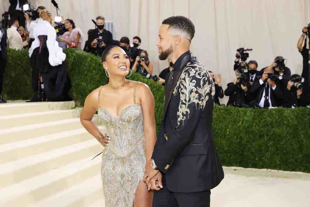 Ayesha Curry and Stephen Curry attend The 2021 Met Gala Celebrating In America: A Lexicon Of Fashion at Metropolitan Museum of Art on September 13, 2021 in New York City