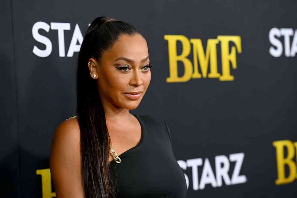 TV Personality La La Anthony attends the BMF world premiere screening and concert at Cellairis Amphitheatre at Lakewood on September 23, 2021 in Atlanta, Georgia. (