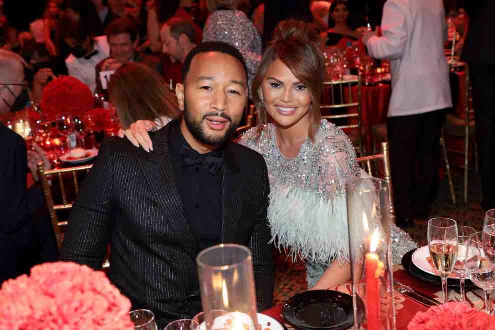 John Legend and Chrissy Teigen attend the City Harvest Presents The 2022 Gala: Red Supper Club at Cipriani 42nd Street on April 26, 2022 in New York City.
