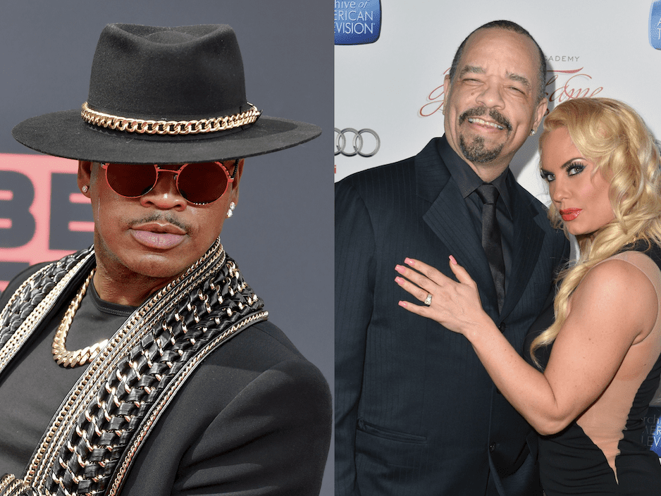 (L) Ne-Yo attends the 2022 BET Awards at Microsoft Theater (R) Actor Ice-T and TV pesonality Coco Austin attend the Academy of Television Arts & Sciences' 22nd Annual Hall of Fame Induction Gala at The Beverly Hilton Hotel
