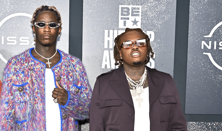 Taurus, Young Thug and Gunna attend the 2021 BET Hip Hop Awards at Cobb Energy Performing Arts Center on October 01, 2021 in Atlanta, Georgia. (