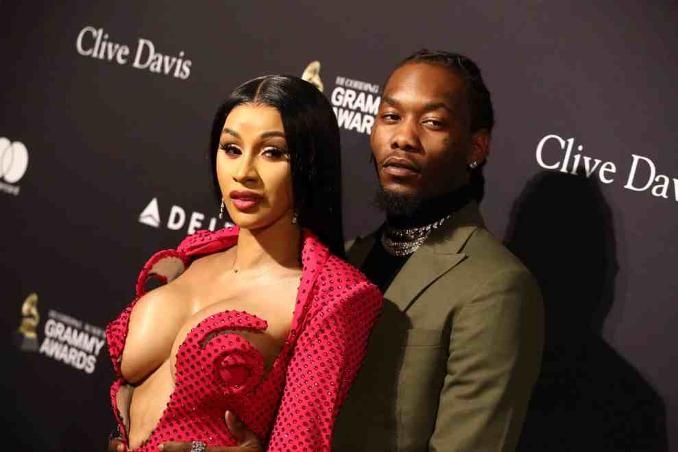 Cardi B (L) and Offset attend the Pre-GRAMMY Gala and GRAMMY Salute to Industry Icons Honoring Sean "Diddy" Combs at The Beverly Hilton Hotel on January 25, 2020 in Beverly Hills, California.