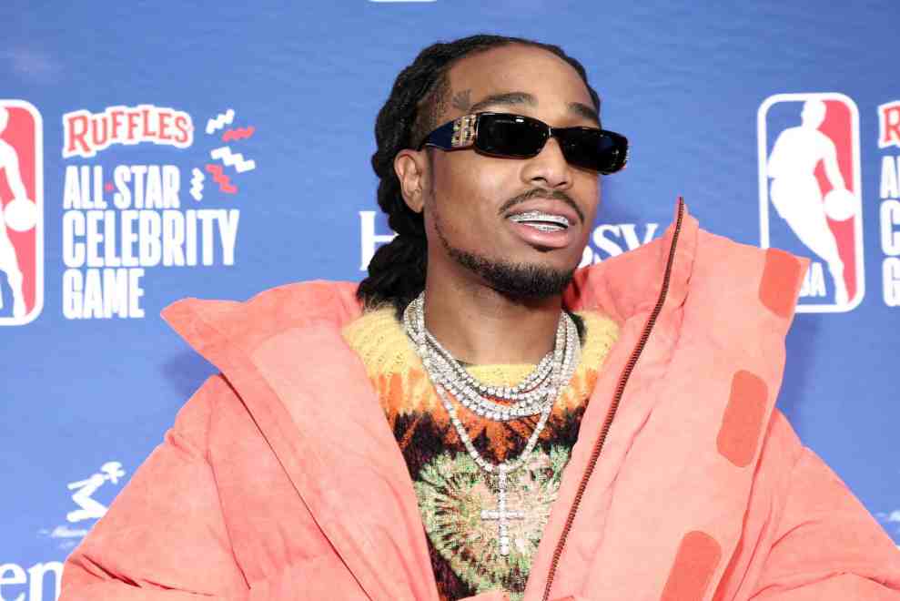 Quavo attends the Ruffles NBA All-Star Celebrity Game during the 2022 NBA All-Star Weekend at Wolstein Center on February 18, 2022 in Cleveland, Ohio.