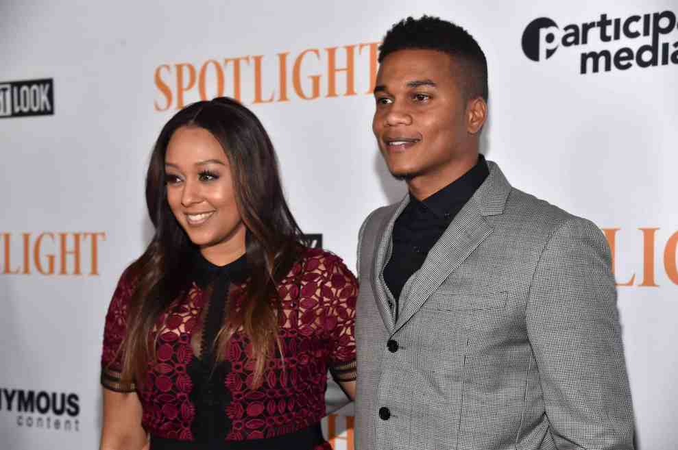 LOS ANGELES, CA - NOVEMBER 03: Actors Tia Mowry and Cory Hardrict attend a special screening of Open Road Films' "Spotlight" at The DGA Theater on November 3, 2015 in Los Angeles, California.