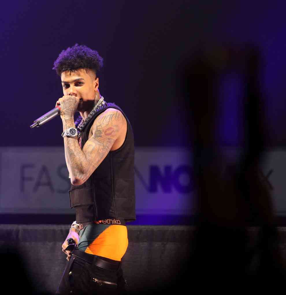 Blueface performs onstage as Fashion Nova Presents: Party With Cardi at Hollywood Palladium on May 8, 2019 in Los Angeles, California.