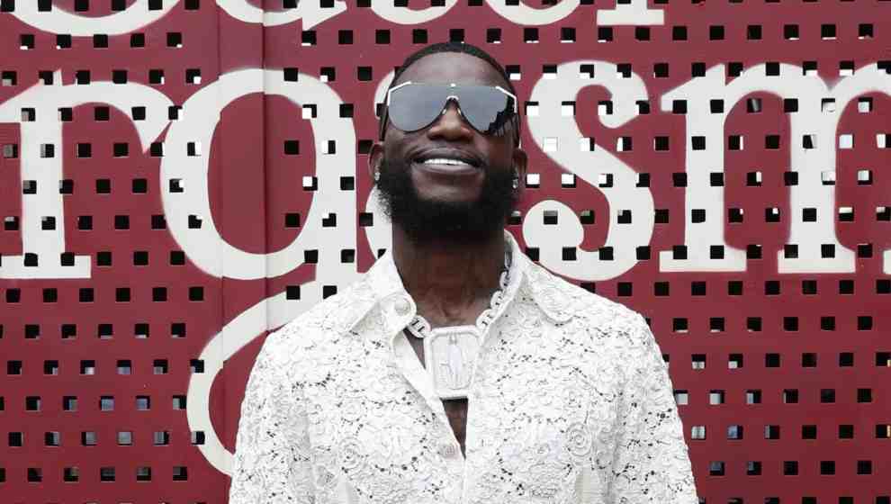 MILAN, ITALY - SEPTEMBER 22: (EDITORS NOTE: Logo has been digitally retouched.) Gucci Mane arrives at the Gucci show during Milan Fashion Week Spring/Summer 2020 on September 22, 2019 in Milan, Italy.