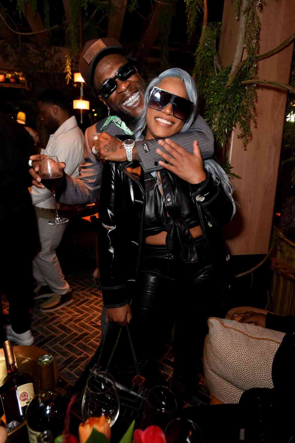 Burna Boy and Stefflon Don attend the 'YouTube Music Excellence Brunch' hosted by YouTube Music’s Global Head of Music, Lyor Cohen and Youtube Music’s Head of Urban Music, Tuma Basa to celebrate the Black British Culture in Music at 14 Hills Restaurant and Bar on February 16, 2020 in London, England.