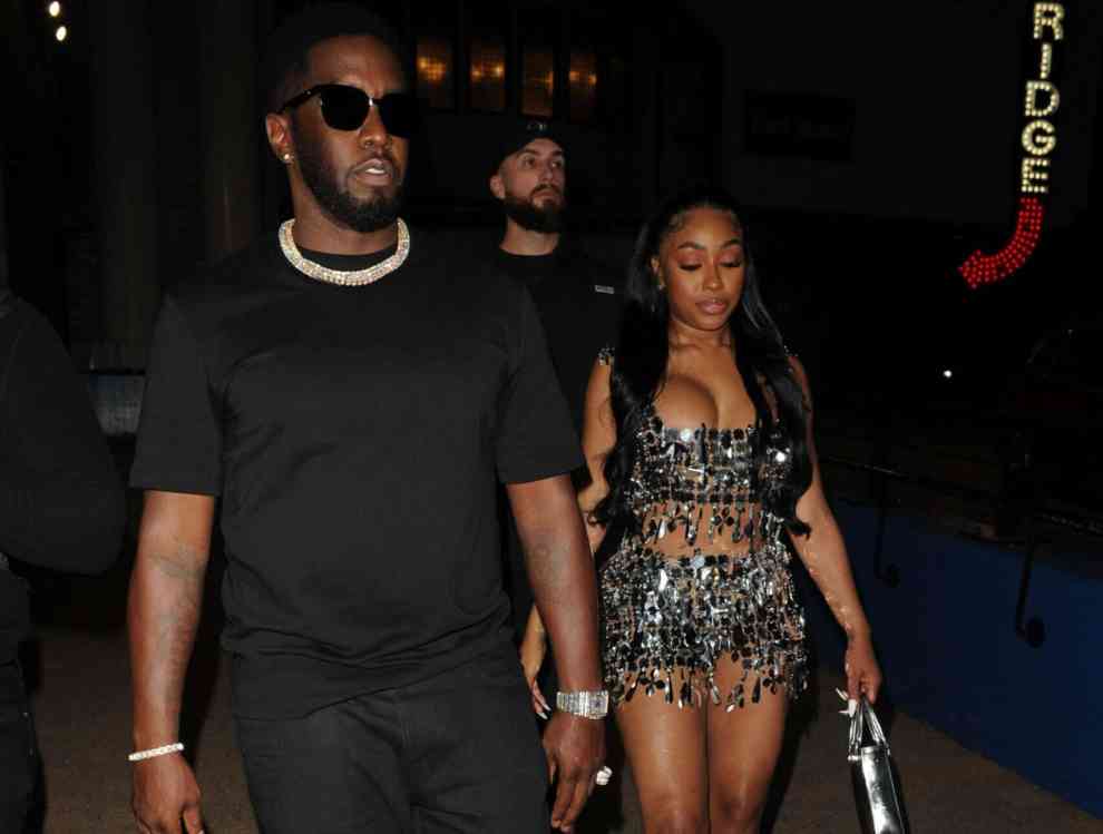 LONDON, ENGLAND - JULY 09: Sean Diddy Combs and City Girls rapper Yung Miami seen leaving Under the Bridge, the West London live music venue on July 09, 2022 in London, England.