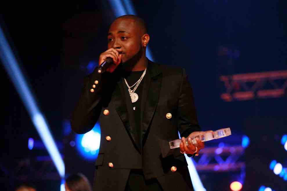 Davido wins the award for Best African at the MOBO Awards at First Direct Arena Leeds on November 29, 2017 in Leeds, England.