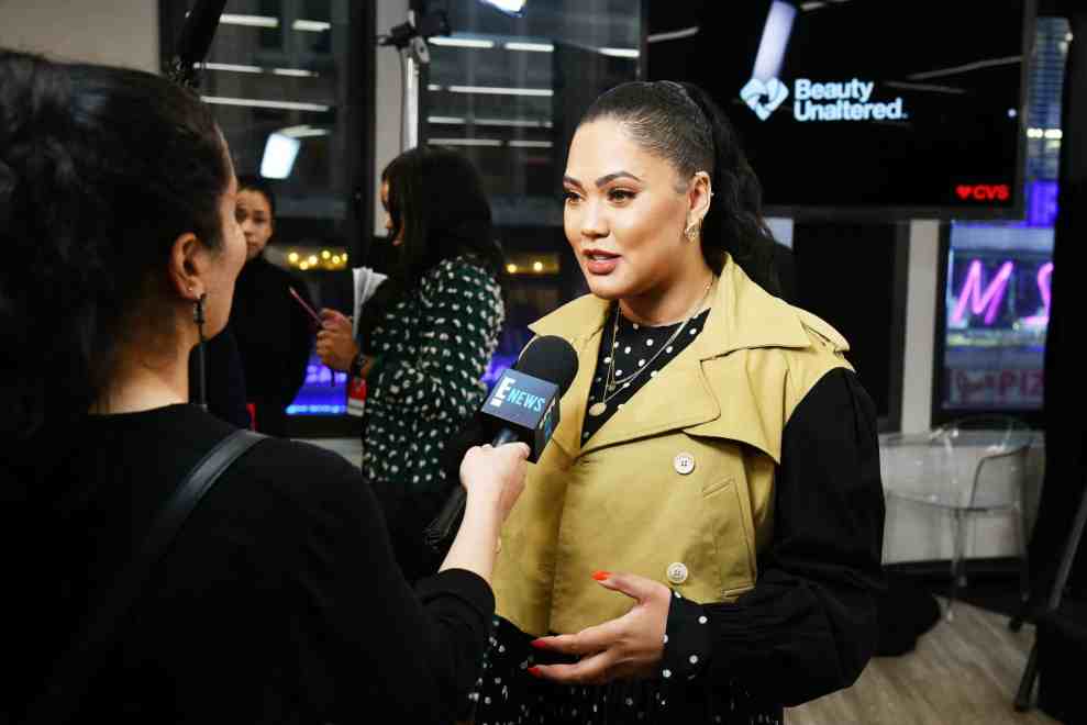 Actress Ayesha Curry is interviewed as CVS Pharmacy unveils new beauty aisles featuring Unaltered brand partner 2019 beauty campaigns on January 24, 2019 in New York City.