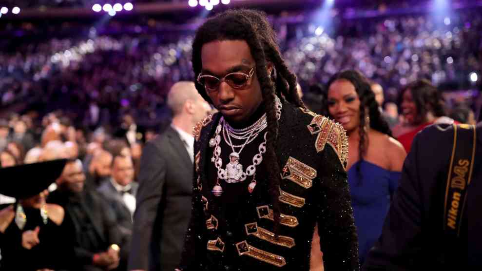 NEW YORK, NY - JANUARY 28: Recording artist Takeoff of Migos attends the 60th Annual GRAMMY Awards at Madison Square Garden on January 28, 2018 in New York City.