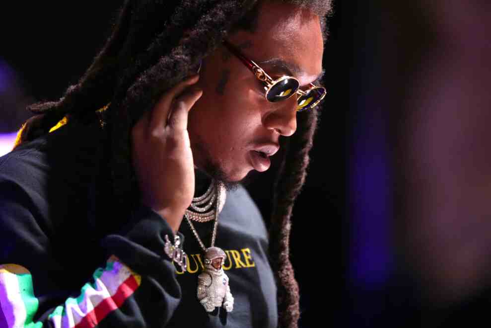 Recording artist Takeoff of music group Migos performs onstage during 'All-Star Weekend Kick-Off Party' at Capitol Records Tower on February 15, 2018 in Los Angeles, California.