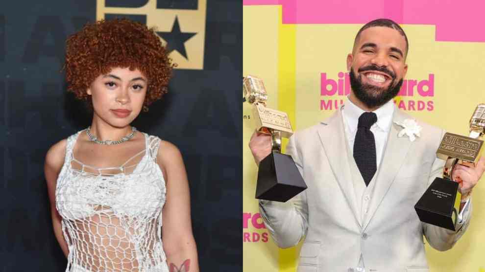 Ice Spice (Photo by Paras Griffin/Getty Images for BET) Drake (Photo by Rich Fury/Getty Images for dcp)