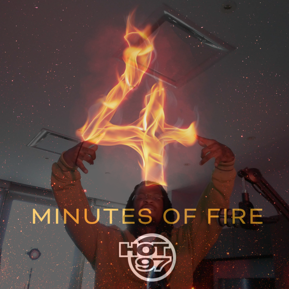 d4m $loan poses with the 4 minutes of fire logo