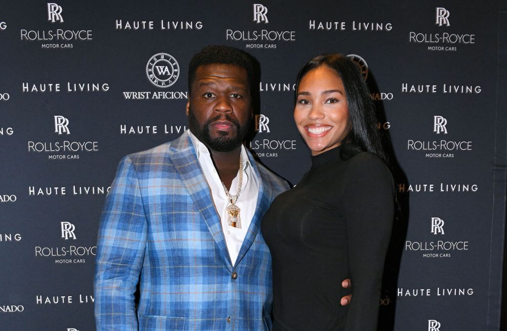 MIAMI BEACH, FLORIDA - FEBRUARY 27: Curtis "50 Cent" Jackson III (L) and Jamira "Cuban Link" Haines attend as Haute Living celebrates 50 Cent with Wrist Aficionado and Rolls-Royce Motor Cars at The Setai Miami Beach on February 27, 2021 in Miami Beach, Florida.