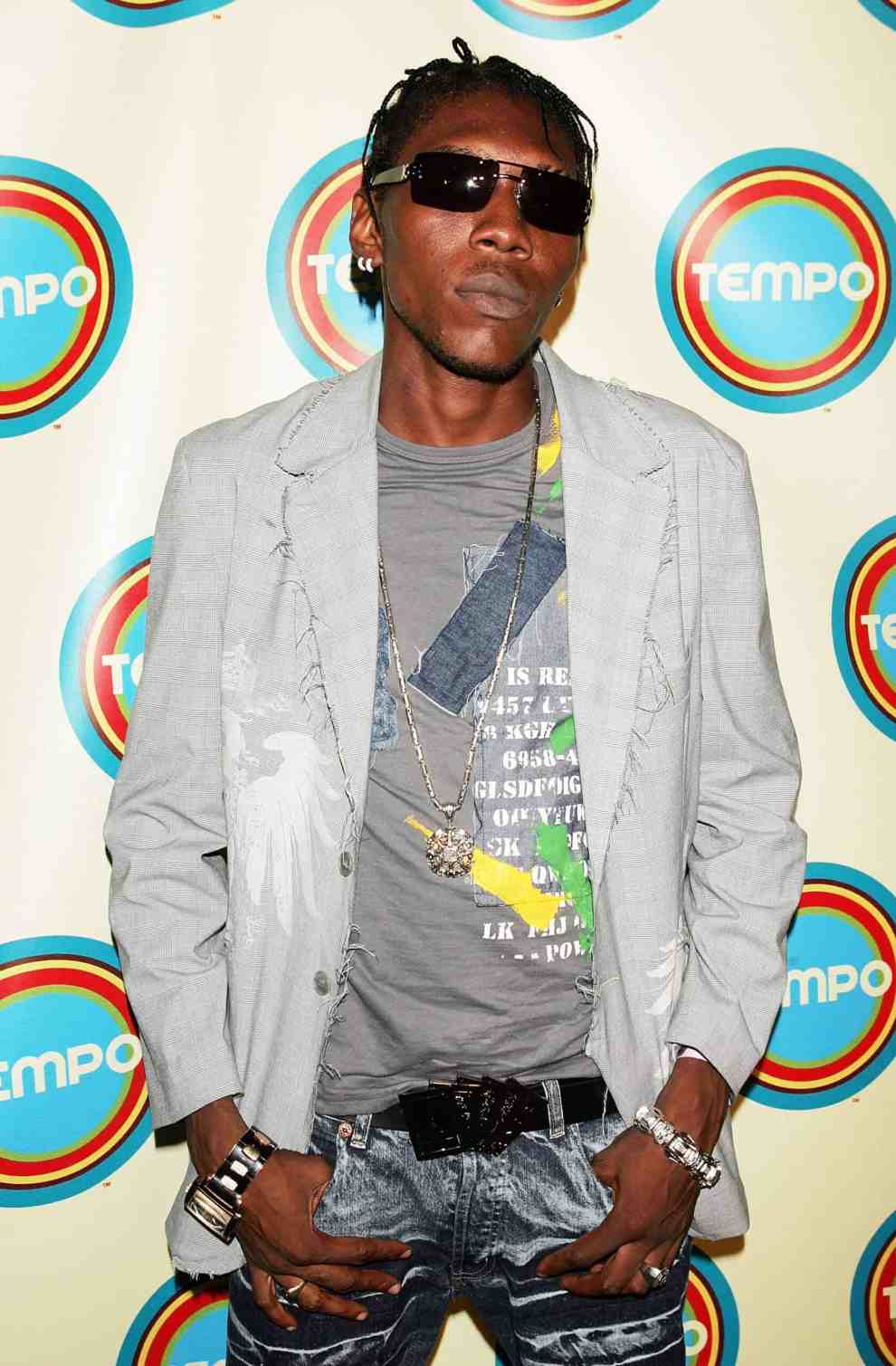 ST. MARY - OCTOBER 16: Vybz Kartel poses for a photo backstage during MTV's Tempo network launch celebration October 16, 2005 in St. Mary, Jamaica.