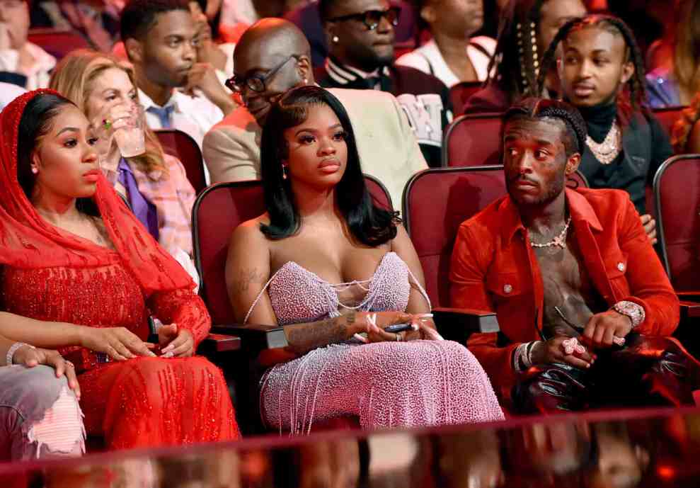LOS ANGELES, CALIFORNIA - JUNE 26: (L-R) Yung Miami and JT of City Girls and Lil Uzi Vert attend the 2022 BET Awards at Microsoft Theater on June 26, 2022 in Los Angeles, California.