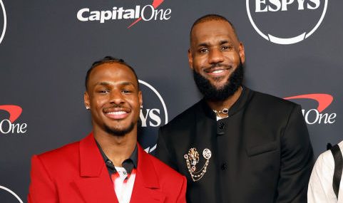 Bronny James, LeBron James, Zhuri James, and Bryce James attend The 2023 ESPY Awards at Dolby Theatre on July 12, 2023 in Hollywood, California. (Photo by Frazer Harrison/Getty Images)