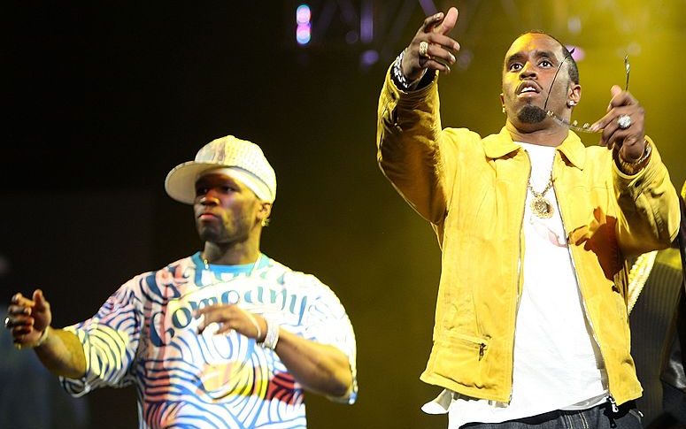 Rappers 50 Cent, P. Diddy, and Jay Z perform onstage during Screamfest '07 at Madison Square Garden on August 22, 2007 in New York City.