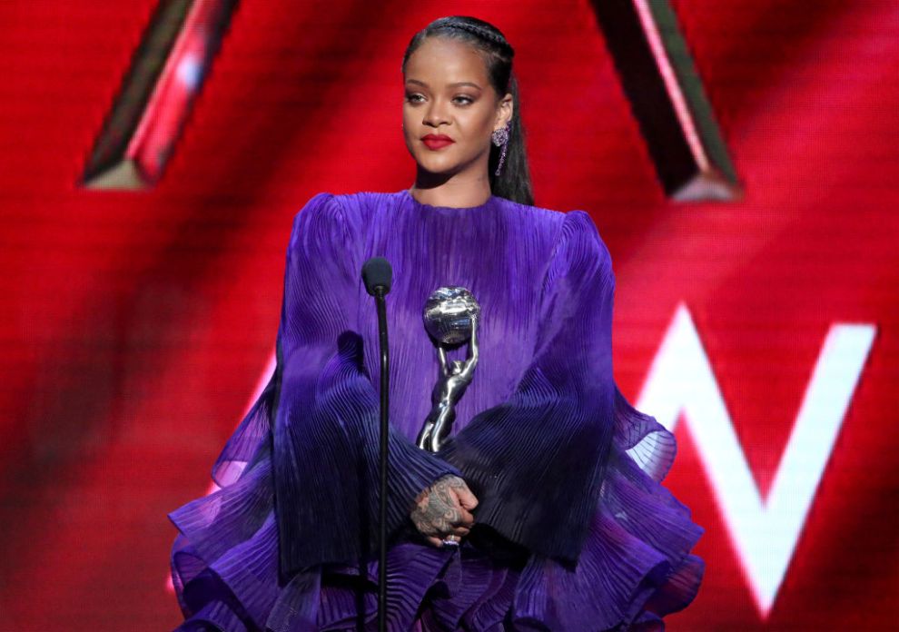 PASADENA, CALIFORNIA - FEBRUARY 22: Rihanna accepts the President's Award onstage during the 51st NAACP Image Awards, Presented by BET, at Pasadena Civic Auditorium on February 22, 2020 in Pasadena, California.