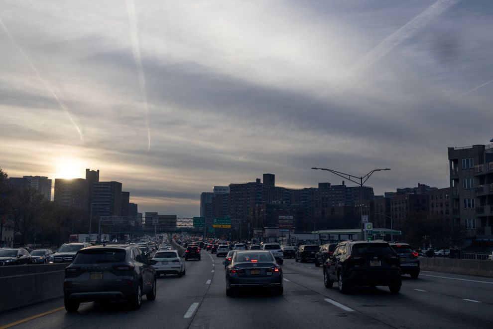 Congested traffic clogs both directions heading in and out of Manhattan on the crowded Long Island Expressway, November 17, 2024, in the borough of Queens, New York City. A new toll, known as Congestion Pricing, plans to charge all vehicles entering Manhattan.