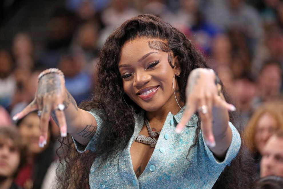 MEMPHIS, TENNESSEE - NOVEMBER 29: GloRilla poses for a photo during the second half between the Memphis Grizzlies and the New Orleans Pelicans of an Emirates NBA Cup game at FedExForum on November 29, 2024 in Memphis, Tennessee. NOTE TO USER: User expressly acknowledges and agrees that, by downloading and or using this photograph, User is consenting to the terms and conditions of the Getty Images License Agreement.