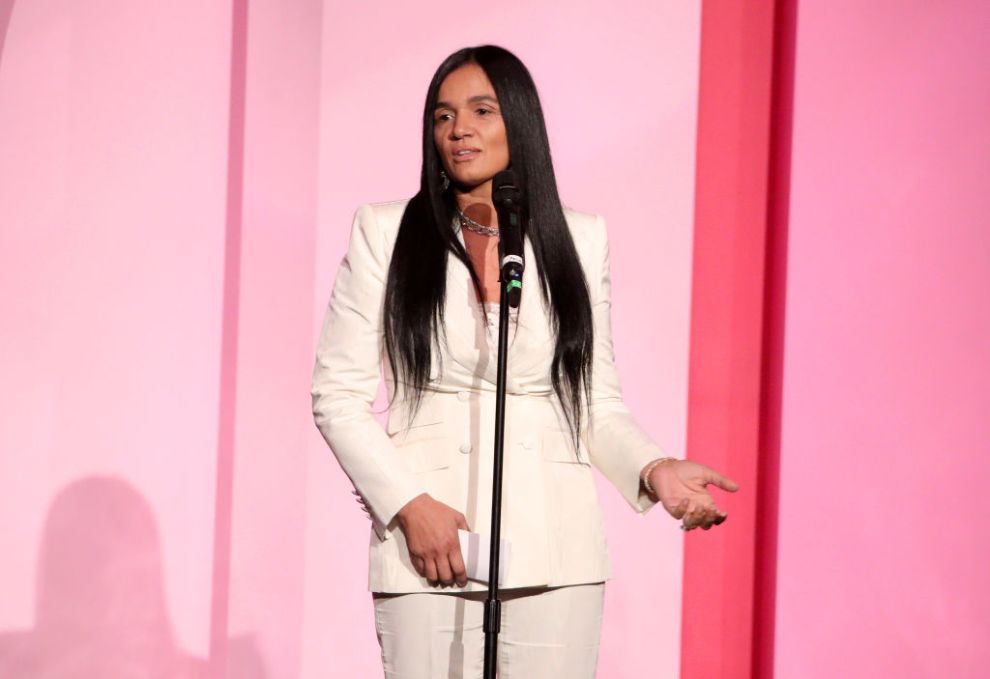 LOS ANGELES, CALIFORNIA - DECEMBER 12: COO at Roc Nation Desiree Perez accepts the Executive of the Year Award onstage during Billboard Women In Music 2019, presented by YouTube Music, on December 12, 2019 in Los Angeles, California.