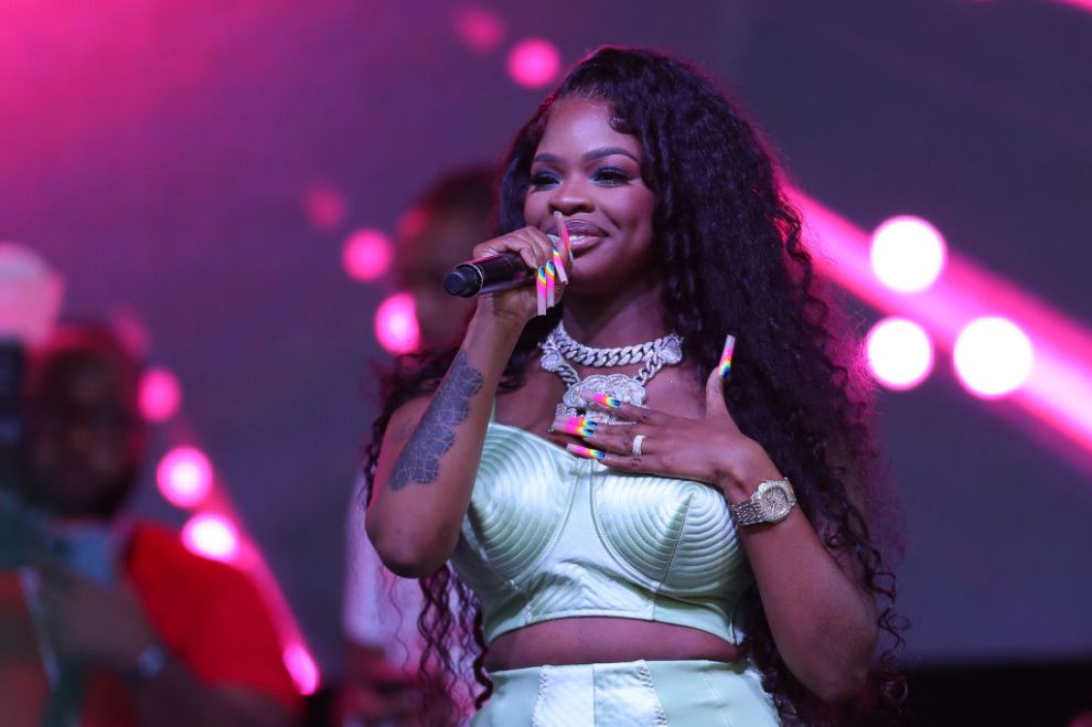 JT of City Girls performs on stage during the 2022 Juneteenth Unity and Pool Party at Grand Aquatic Center June 18, 2022 in Dallas, Texas.