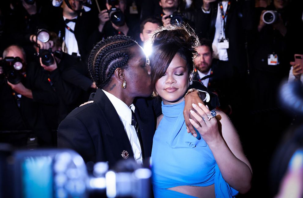 A$AP Rocky and Rihanna attend the "Highest 2 Lowest" red carpet at the 78th annual Cannes Film Festival at Palais des Festivals on May 19, 2025 in Cannes, France.