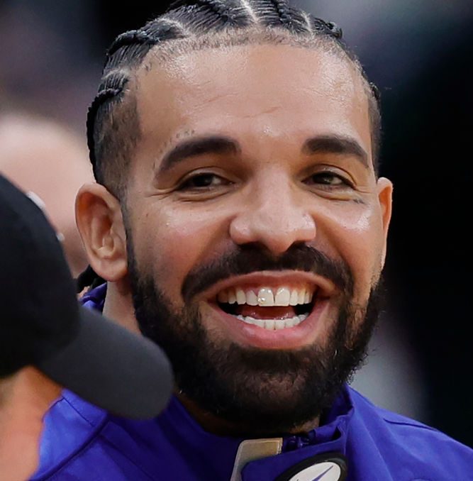 HOUSTON, TEXAS - MARCH 16: Rapper, songwriter, and icon Drake attends a game between the Houston Rockets and the Cleveland Cavaliers at Toyota Center on March 16, 2024 in Houston, Texas. NOTE TO USER: User expressly acknowledges and agrees that, by downloading and or using this photograph, User is consenting to the terms and conditions of the Getty Images License Agreement.