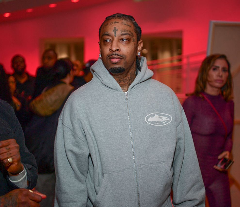 21 Savage attends What Happened To The Streets (WHTTS) Art Exhibition & Reception Works By Slawn on December 12, 2025 in Atlanta, Georgia.