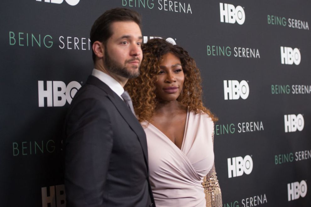 NEW YORK, NY - APRIL 25: Serena Williams (R) and husband Alexis Ohanian attend the "Being Serena" New York Premiere at Time Warner Center on April 25, 2018 in New York City.