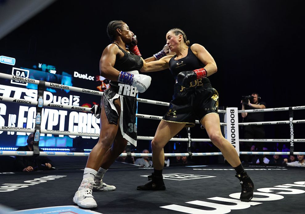 Jade Jones and Egypt Criss during their fight during the Misfits Duel 2 at Vaillant Live on March 07, 2026 in Derby, England.